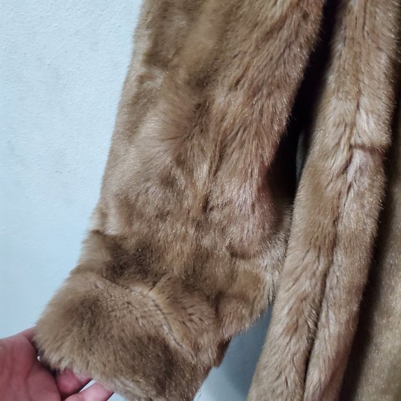 Dubrowsky & Joseph Tissavel France Light Brown Faux Button Up Fur Coat - Picture 4 of 9